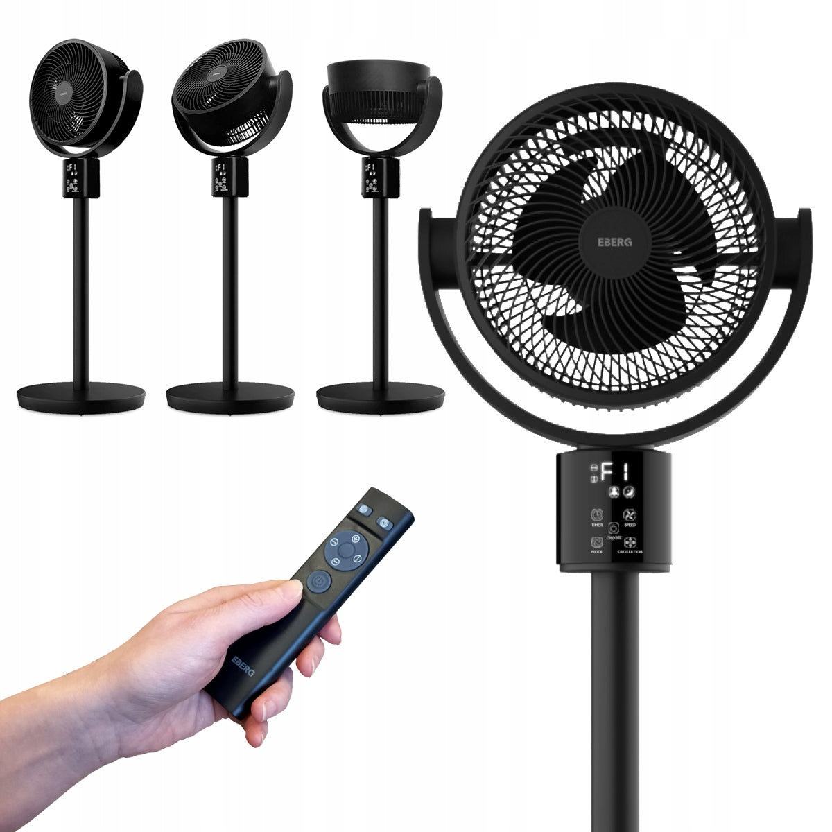 Standing Fan Quiet GOX Floor Fan Oscillation 4D Remote Control LED Timer Manufacturer code Wentylator podłogowy mocny EBERG GOX pilot