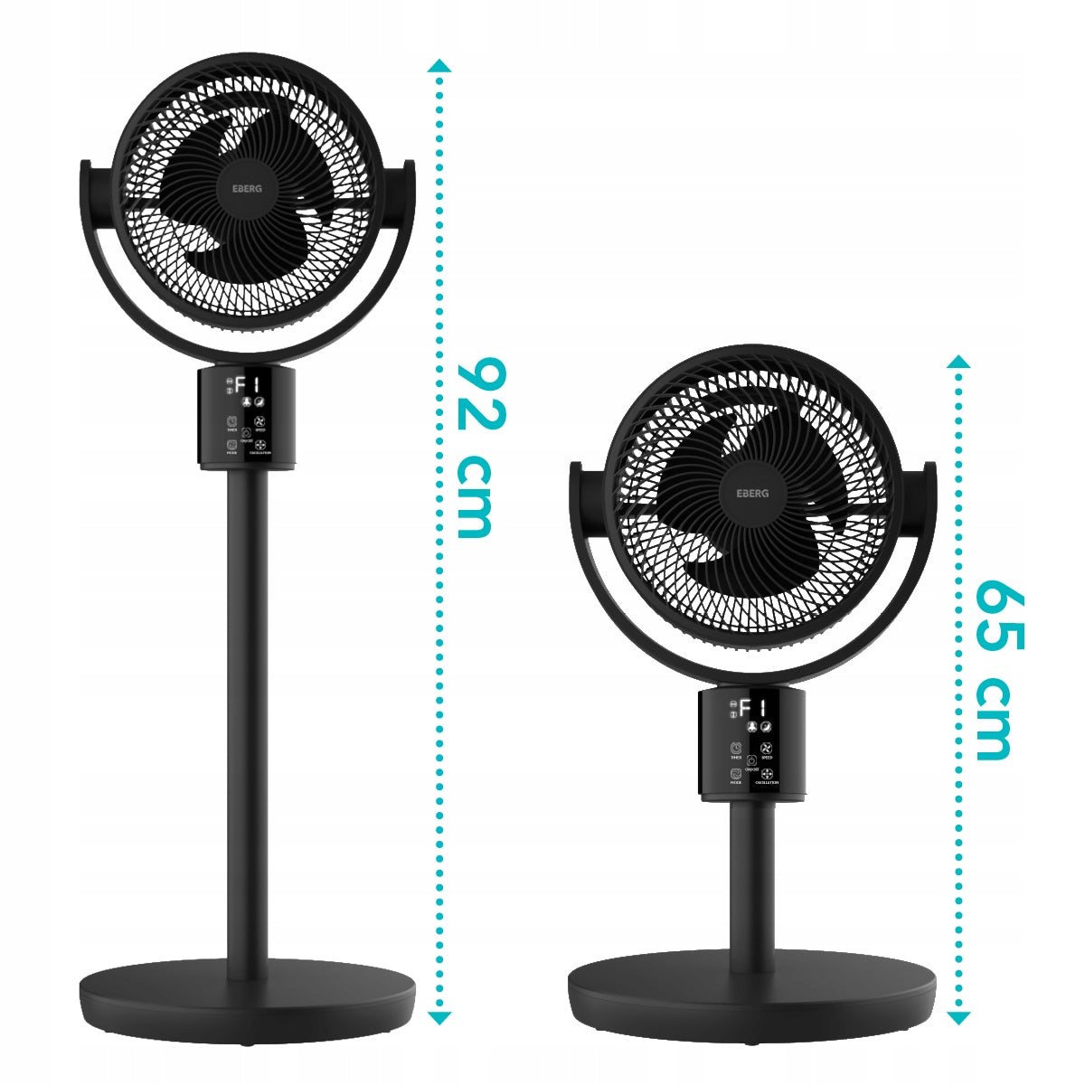 Standing Fan Quiet GOX Floor Fan Oscillation 4D Remote Control LED Timer Model Wentylator stojący EBERG GOX 4D z pilotem XXL 2w1