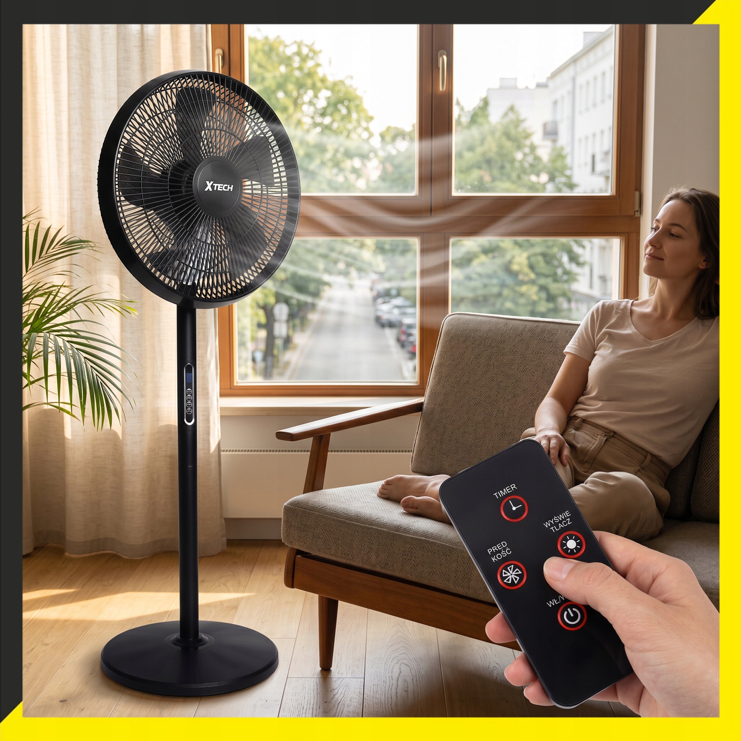 Standing Fan Quiet Strong 5 Shoulders Black Floor Windmill Home Office Functions height adjustment timer