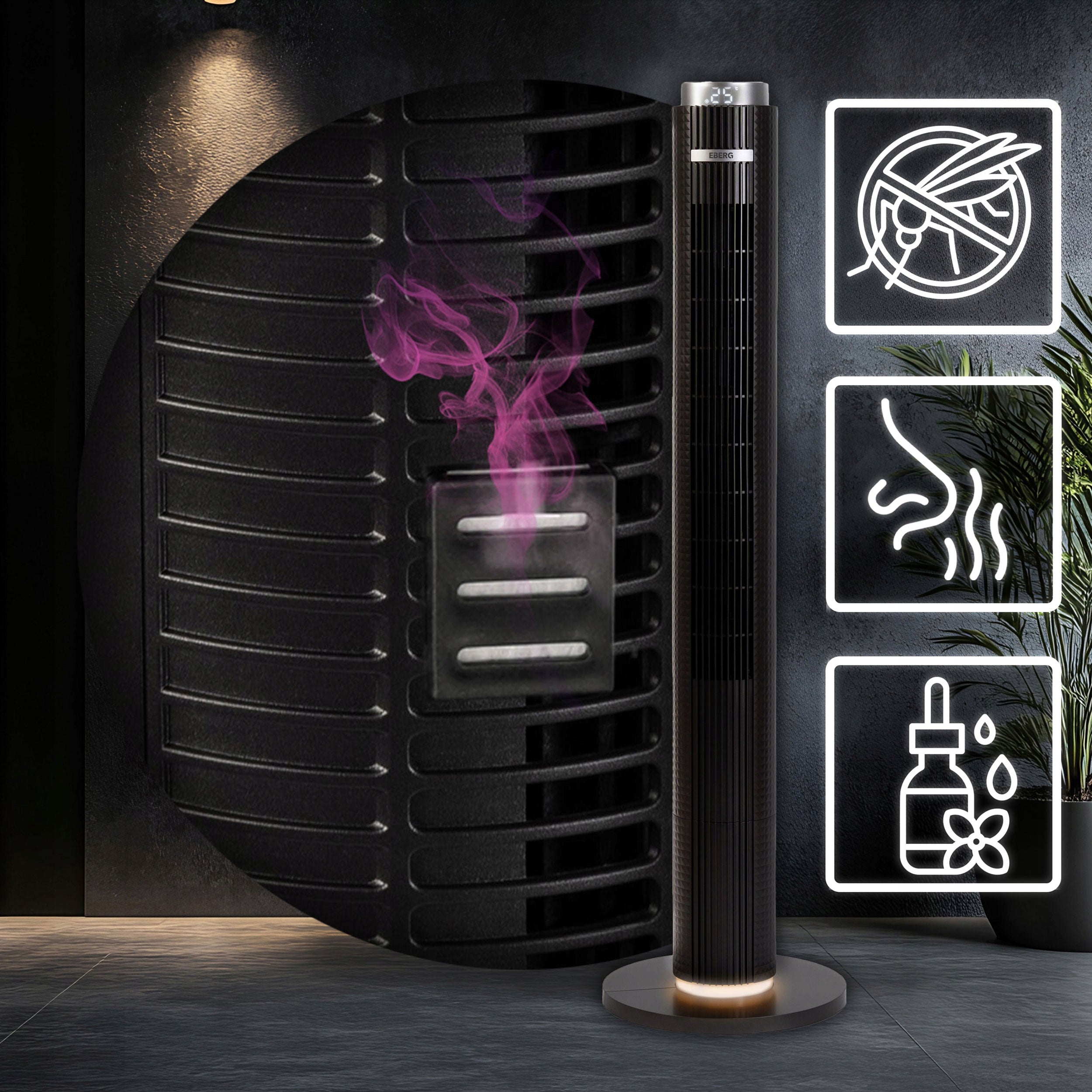 Standing column fan EBERG floor fan 117cm IONIZATION +AROMA Dominant color other