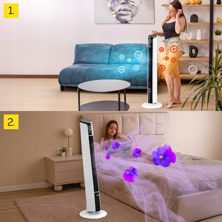 Standing column fan Silent 29dB Yoer 3D +10m range Ionization AROMA Brand Yoer