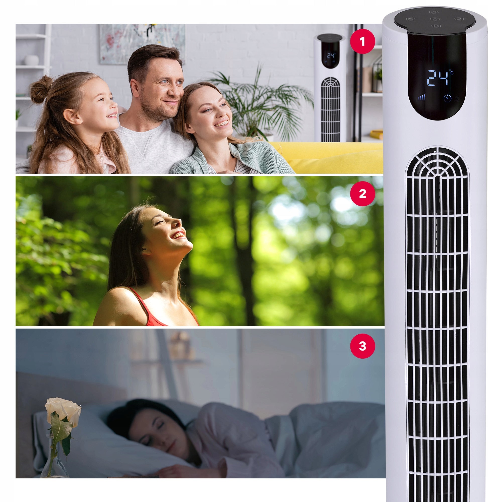 Standing column fan TAVO floor fan 115cm+IONIZATION LED XXL Functions Ionization oscillation automatic oscillation timer