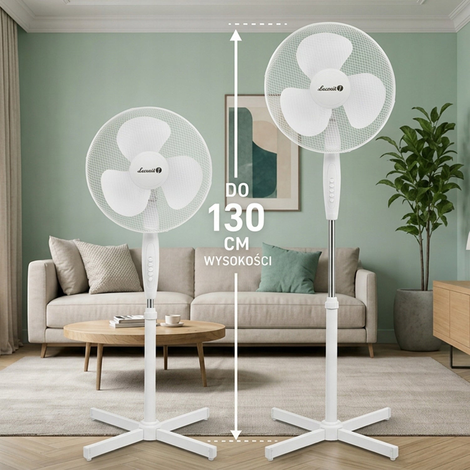 Standing fan white 40 cm timer quiet 3 speeds oscillation Manufacturer code SF 2019