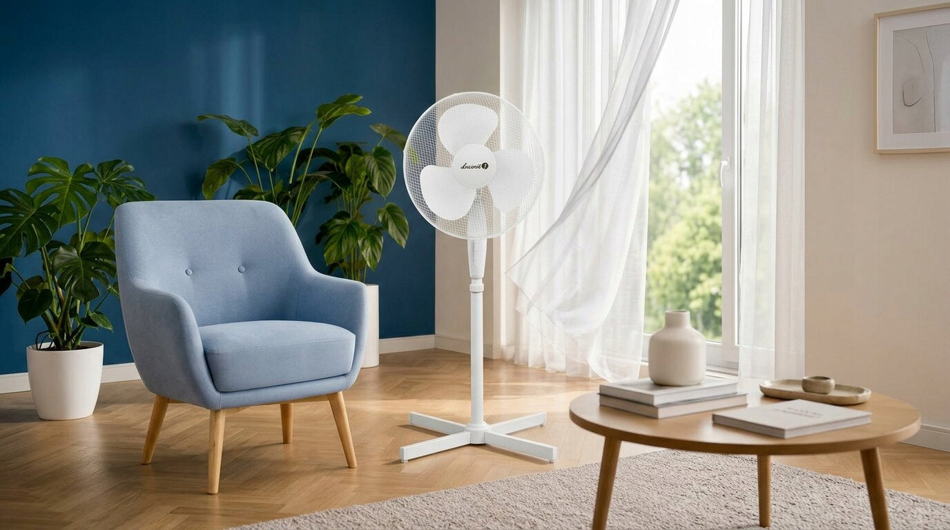 Standing fan white 40 cm timer quiet 3 speeds oscillation Model SF-2019