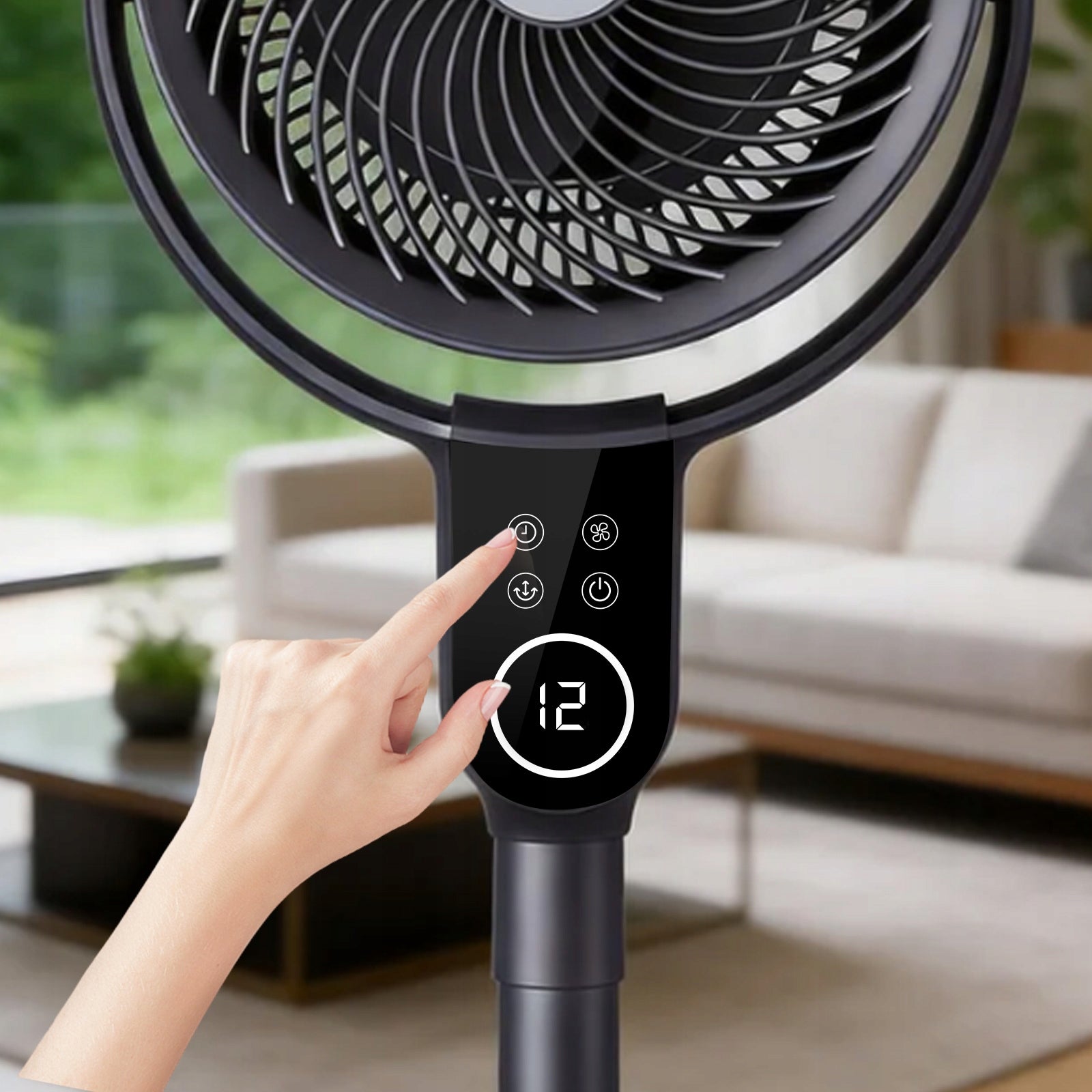 Standing fan with 3D air supply remote control DC 8 gears timer 12h Model Mistral