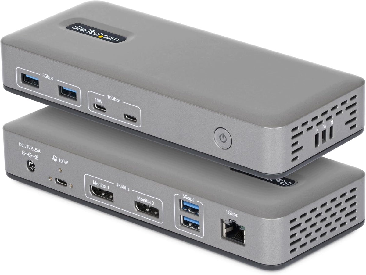StarTech USB-C Dock Dual 4K 60Hz DisplayPort 100W PD USB-A USB-C Gigabit