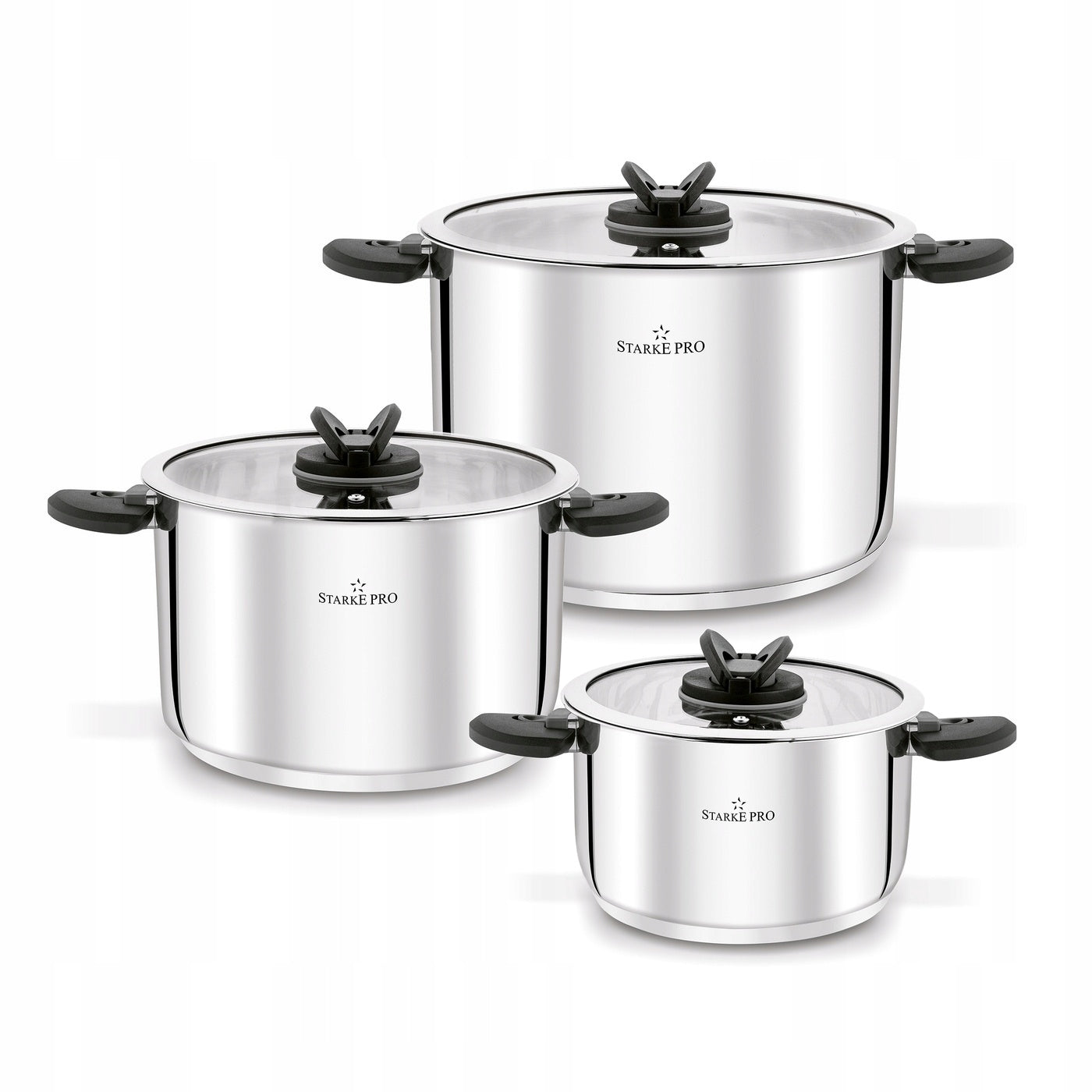 StarkePro set of pots with folding handles Secare 6 elements