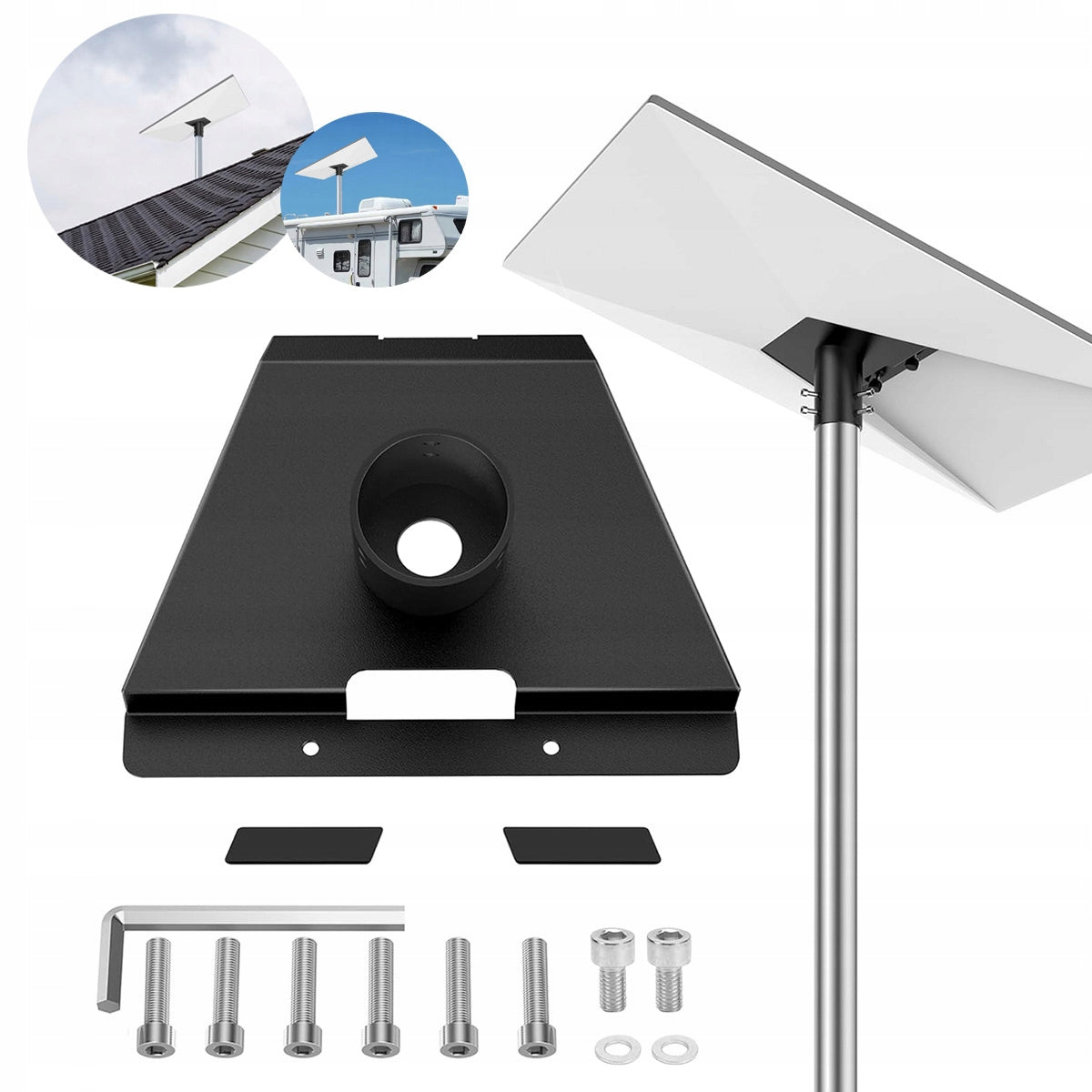 Starlink Gen 3 Antenna Mounting Bracket Adapter, for Pipes, Metal Black