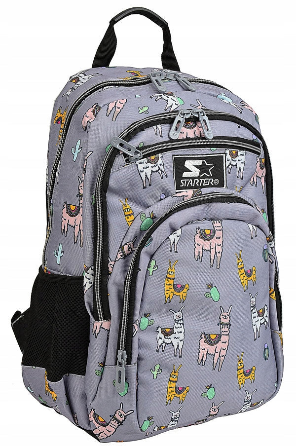 Starter School Backpack Grey Multi-Chamber Durable Lightweight Lama Packaging status original