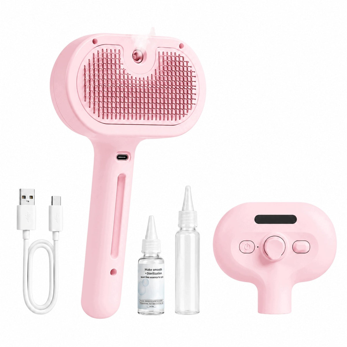 Steam Brush For Dog Cat Animal Care Pink USB + OIL Packaging status original