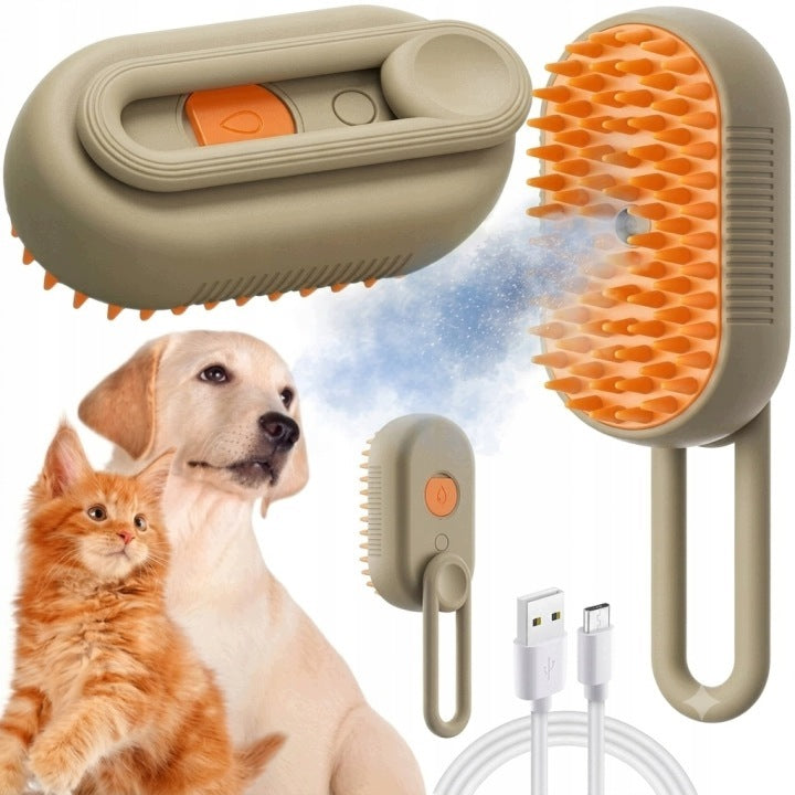 Steam Brush for Animal Cat Dog Hair Removal with Rotating Handle