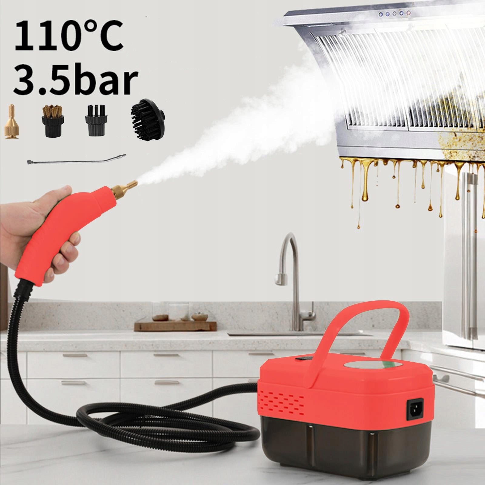 Steam Cleaner Steam Cleaning Machine Sturdy Portable Easy Use Multiuse Red