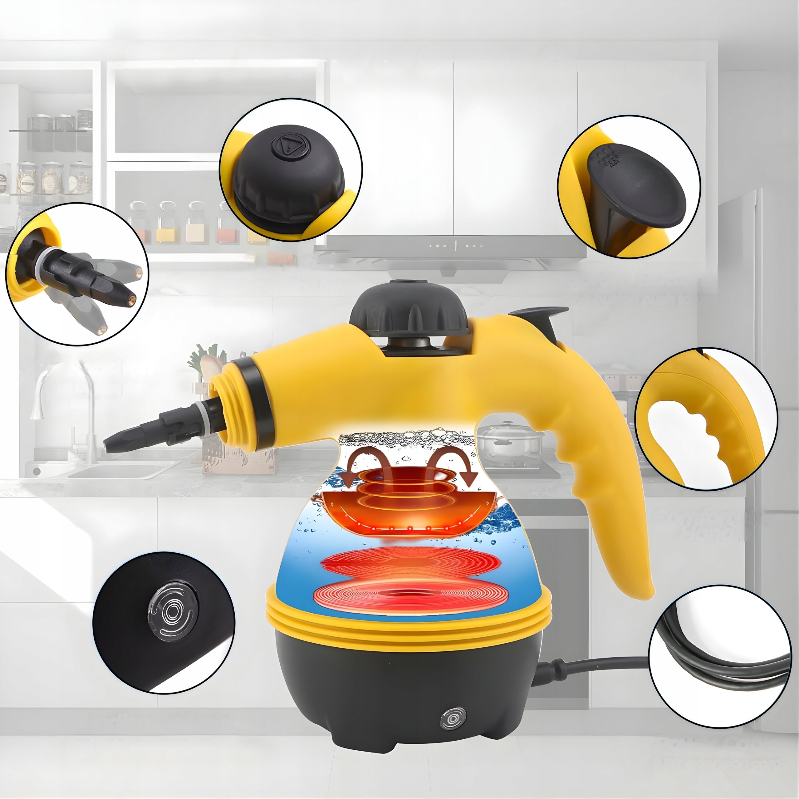 Steam Cleaner Universal Steam Mop + Akcesoria 1000 W Model Czyścik Wielofunkcyjny Mop Parowy Zestaw 1100W