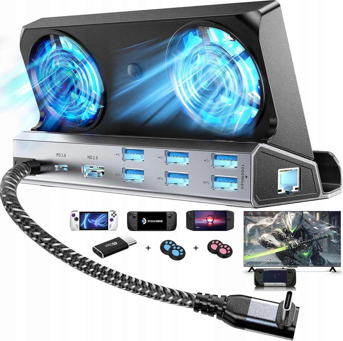 Steam Deck OLED ROG Ally Station 10xUSB 100W PD HDMI 4K 60Hz
