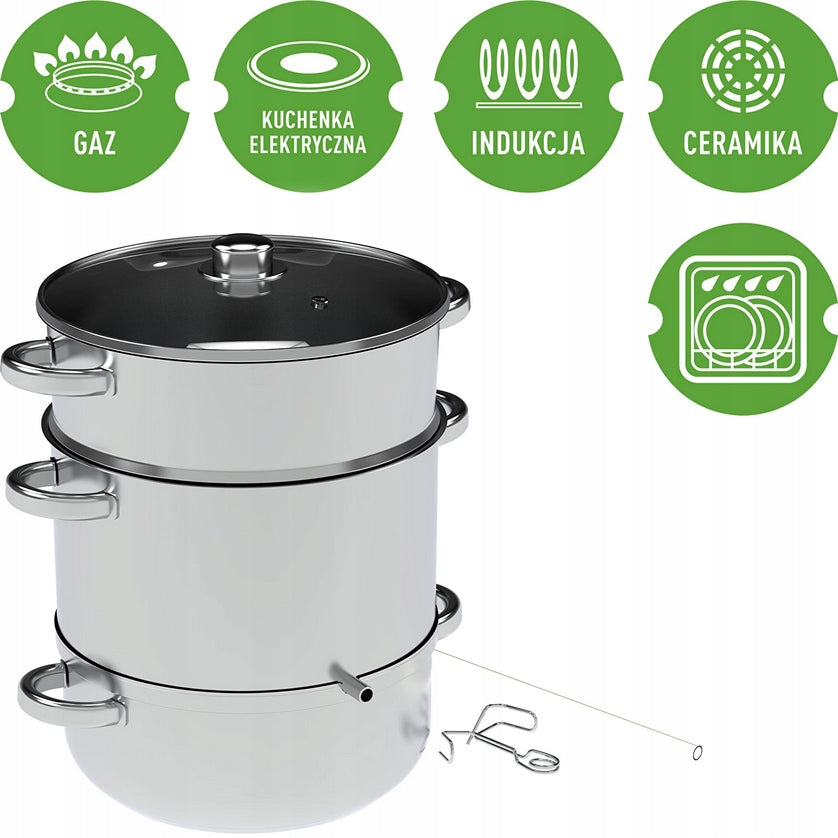 Steam Juicer 8L Stainless Steel Juice Pot Steamer Induction Gas LARGE Brand Browin