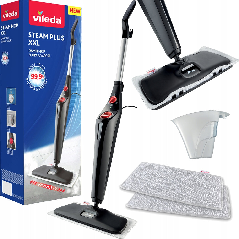Steam Mop VILEDA Steam Plus XXL -2x Microfiber Cartridge+Carpet Cover