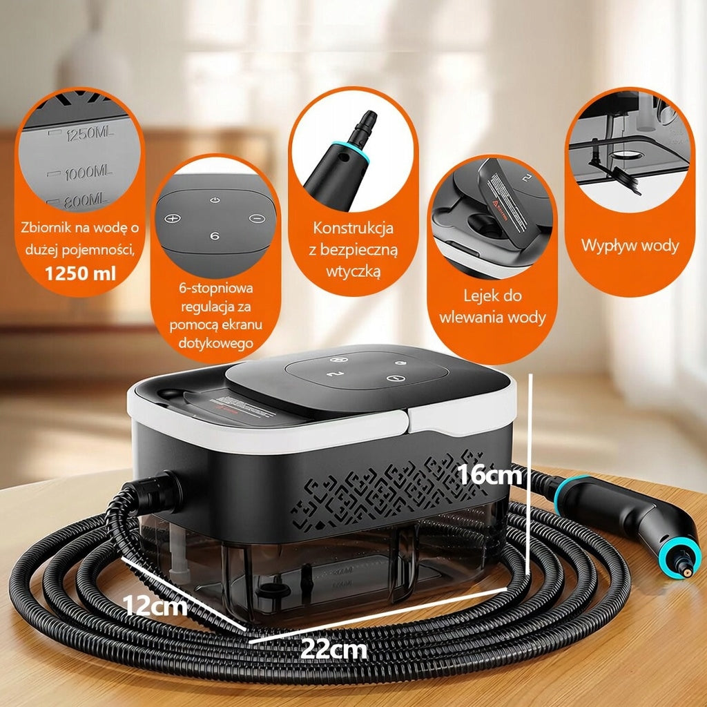 Steam Vacuum Cleaner 2500W Pressure Durable Handheld 10 Sockets Packaging status original