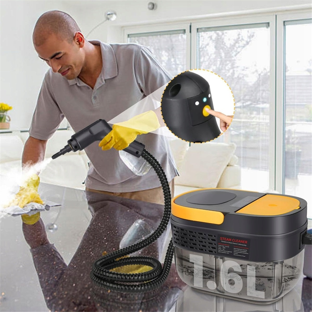 Steam cleaner 2500W with 1600ml tank and 3 degrees steam for cleaning Product weight with unit packaging 2.37 kg