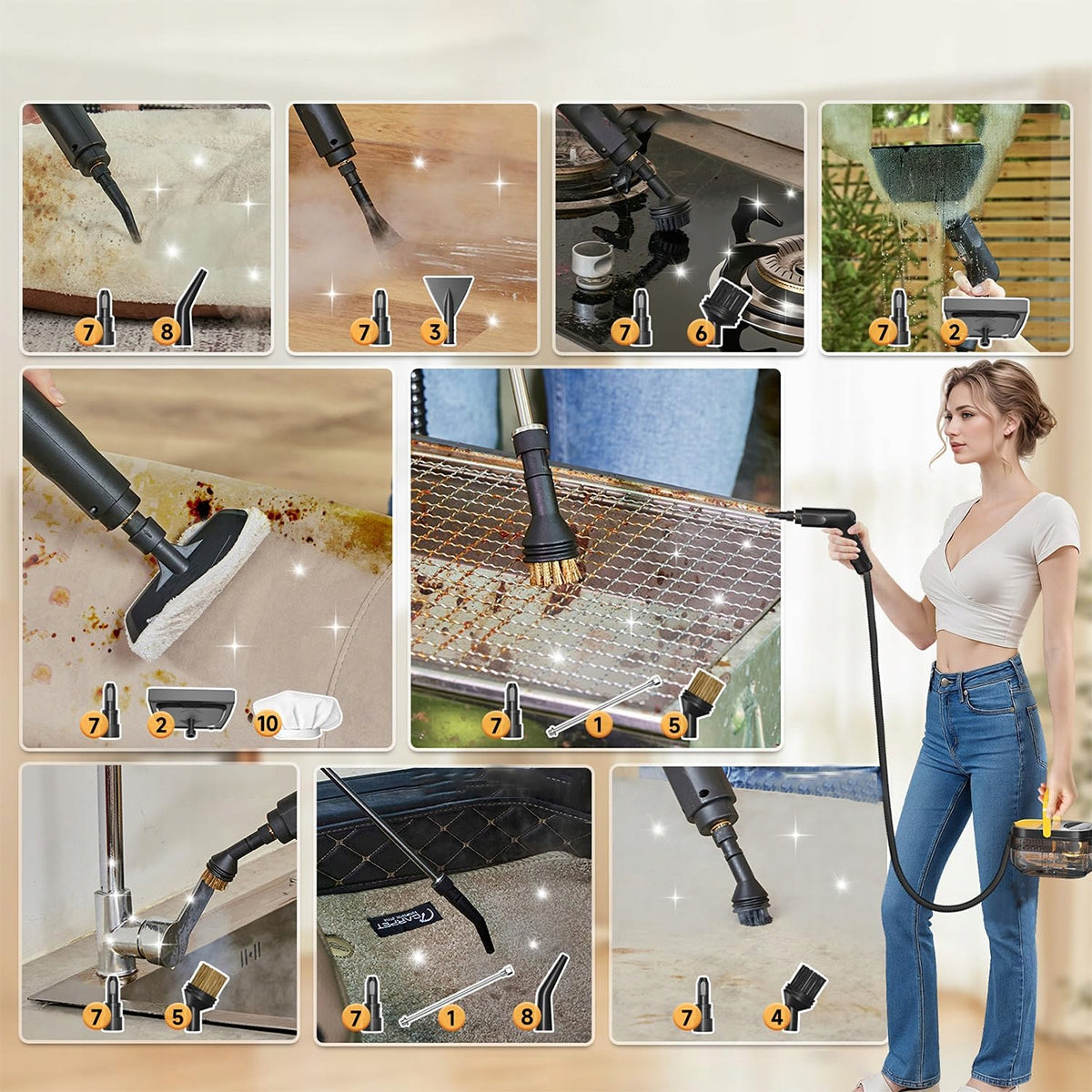 Steam cleaner steamer cleaning mop device for cleaning 2500w Dominant color black
