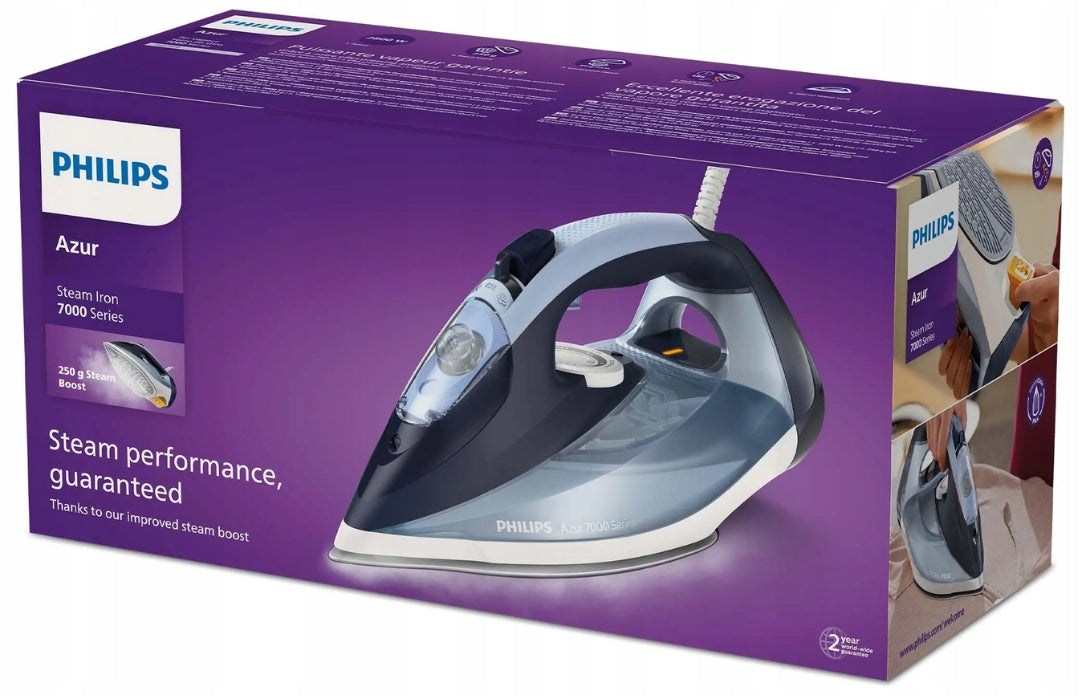 Steam iron Philips Azur DST7020/20 2800W 300ml SteamGlide Plus BLUE Manufacturer code DST7020/20