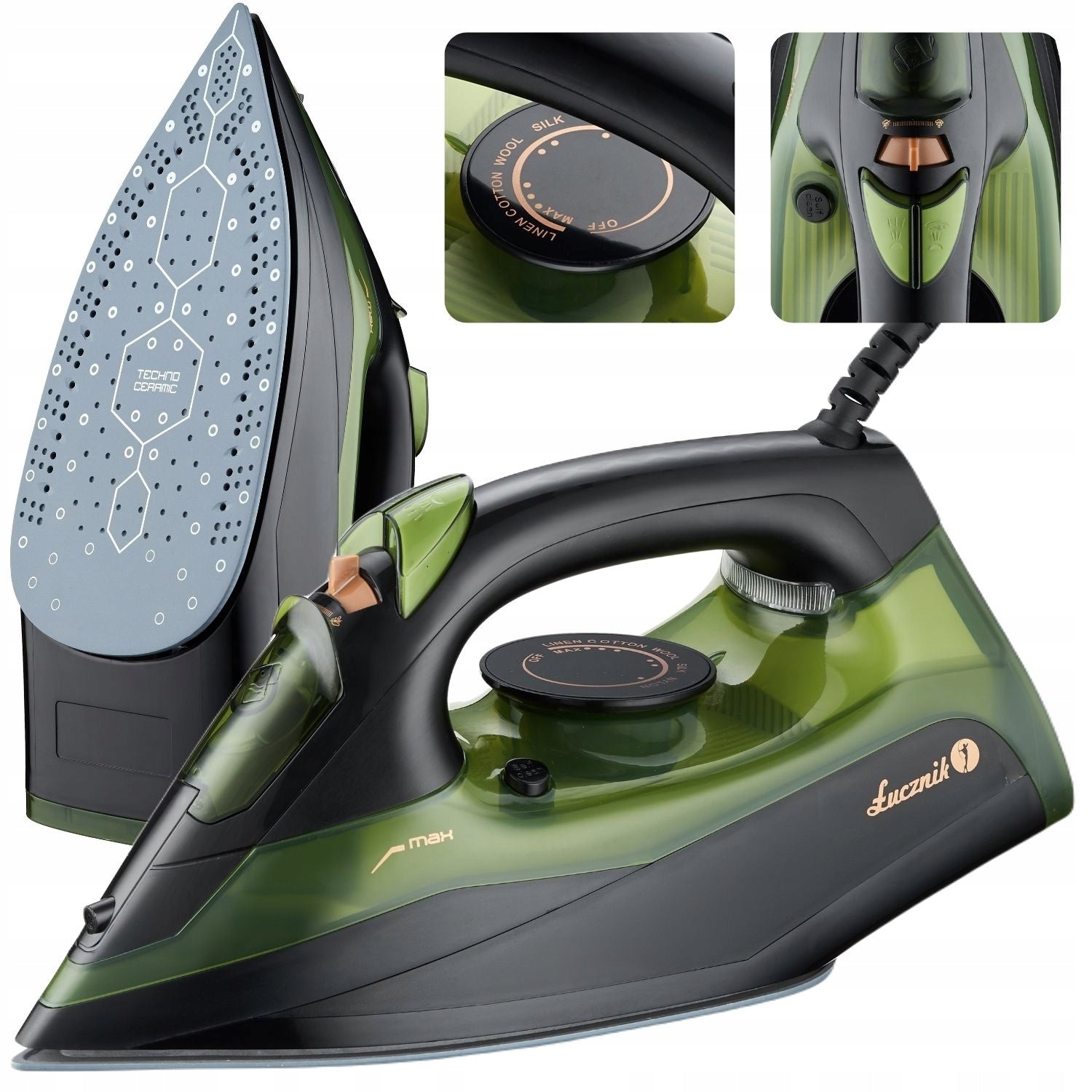 Steam iron strong 3000W firefighter ceramic vertical pressing Anti-Calc