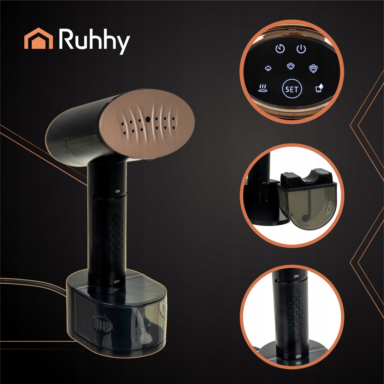 Steamer 2000W + Clip for Bottoms Brush Brand Ruhhy