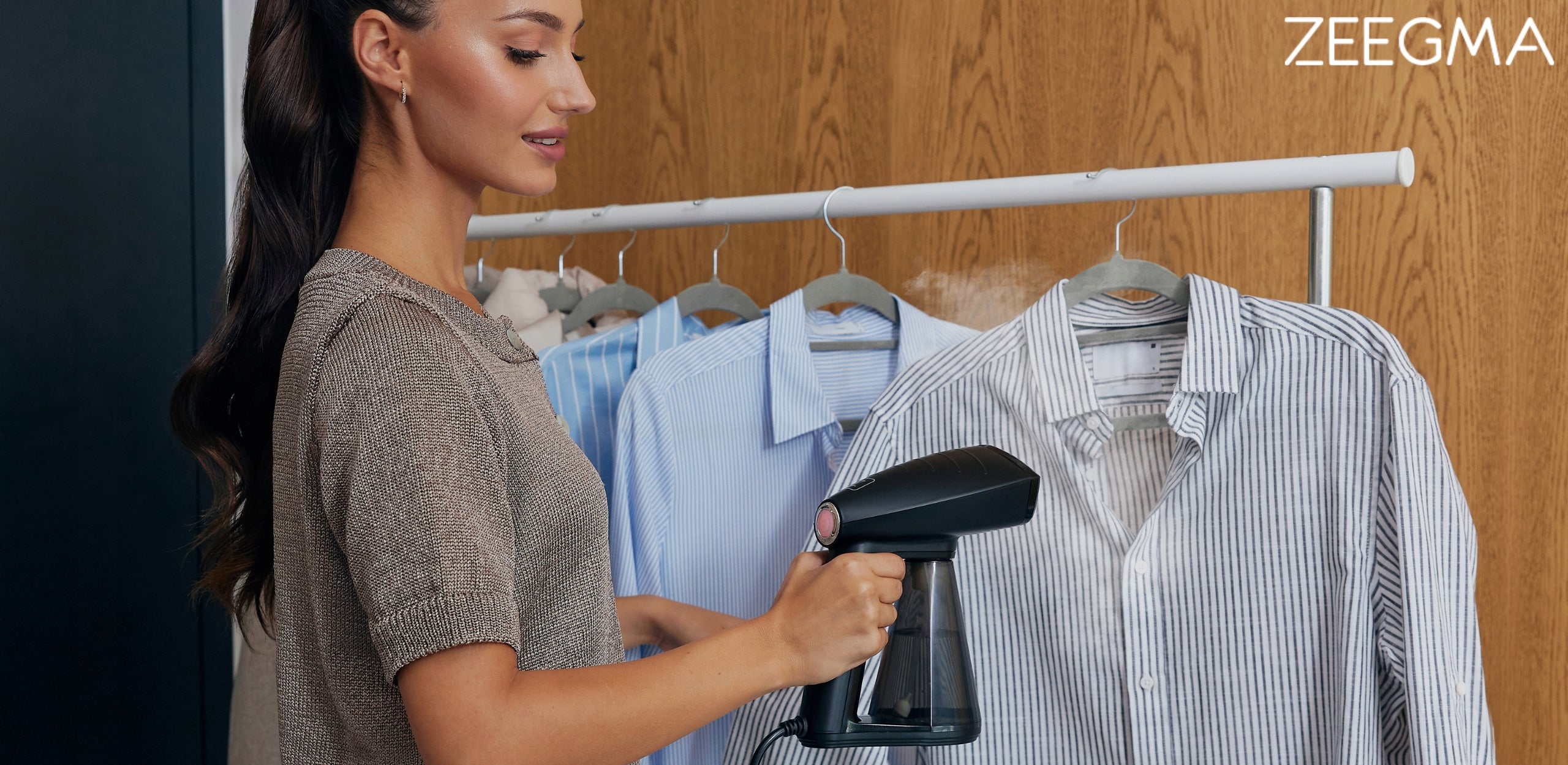 Steamer Clothes Steamer Manual Steam Adjustment 30 g/min 40 sec+ COVER Manufacturer code ZE-HANDIG BLACK