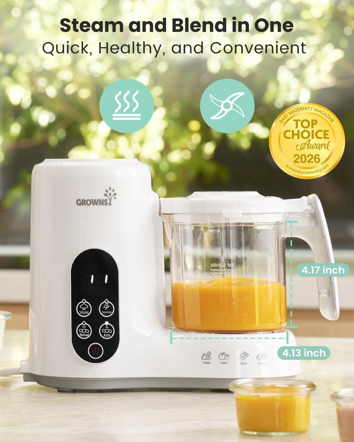 Steamer Robot for preparing meals for babies blender Grownsy Brand GROWNSY