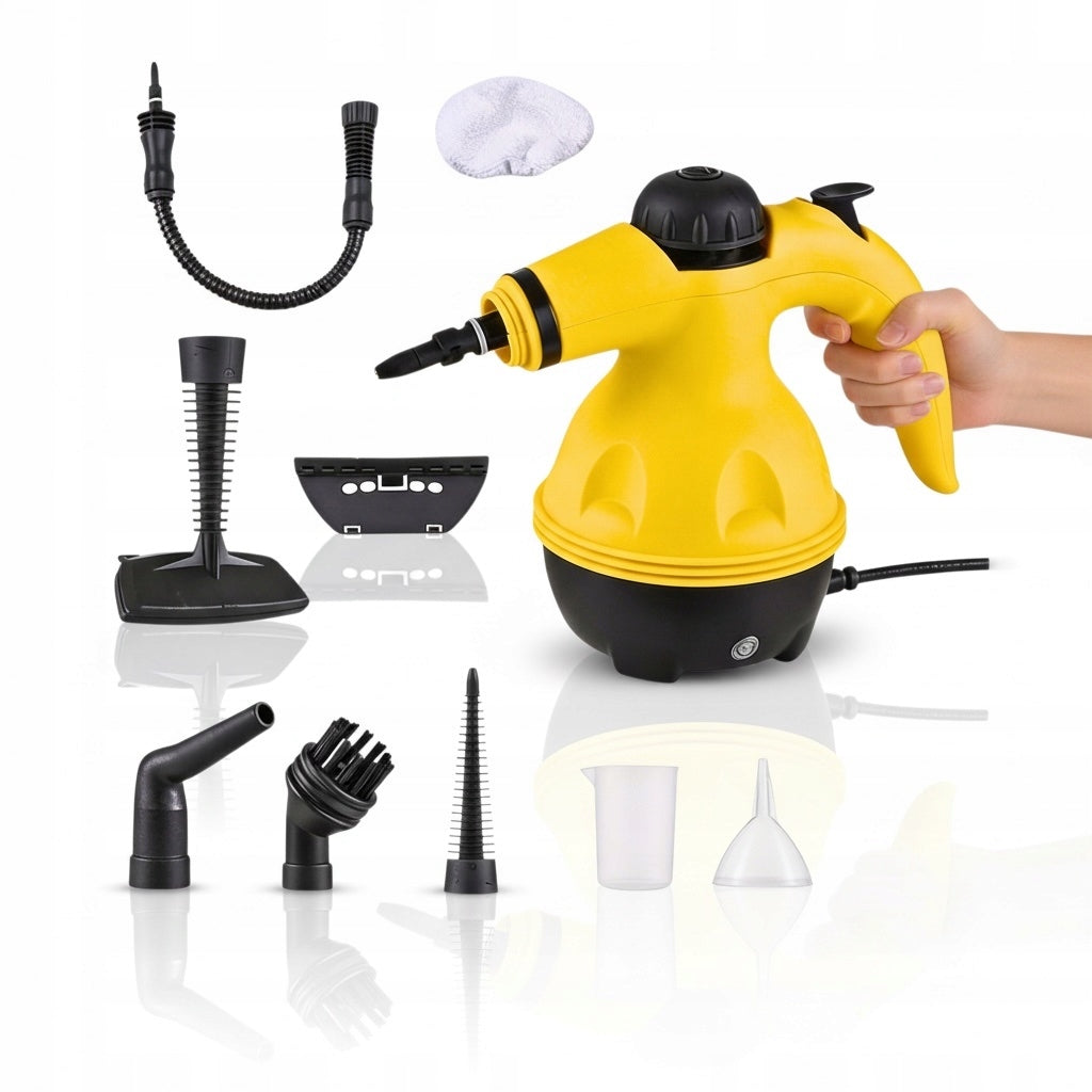 Steamer Steam Cleaner 1000W for Mattress Fug Upholstery 9 Accessories Dominant color yellow/gold