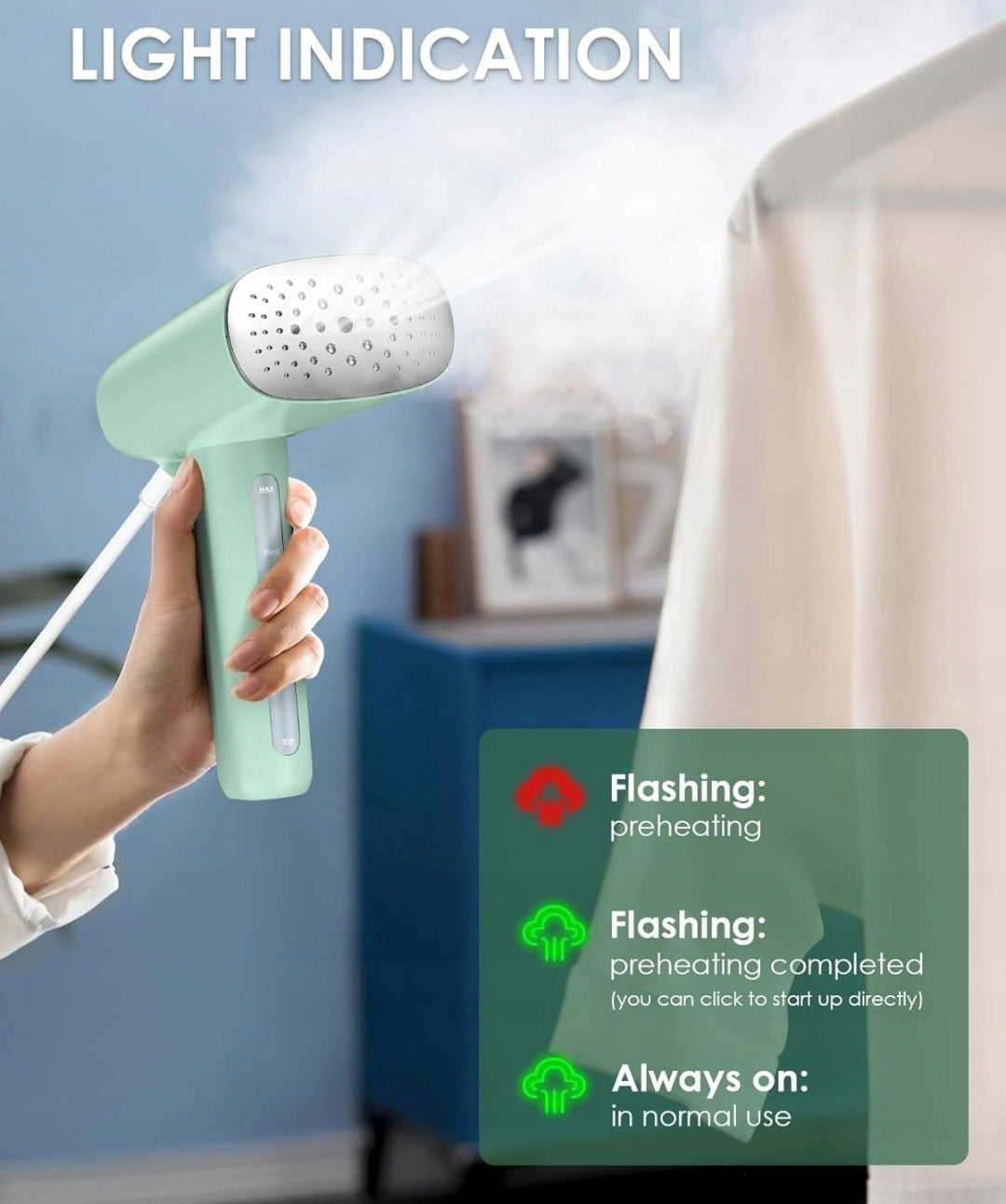 Steamer, steamer Homeasy MINT GREEN HE-S3 800 W Model MINT GREEN