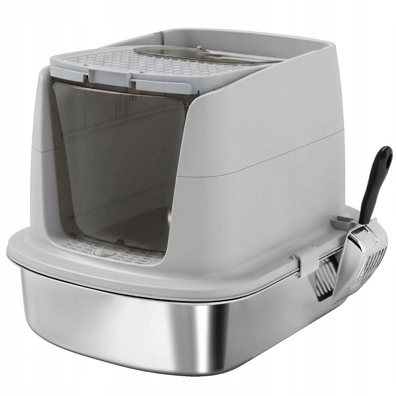 Steel Closed Cat Litter Box with Spatula and Scent Bag