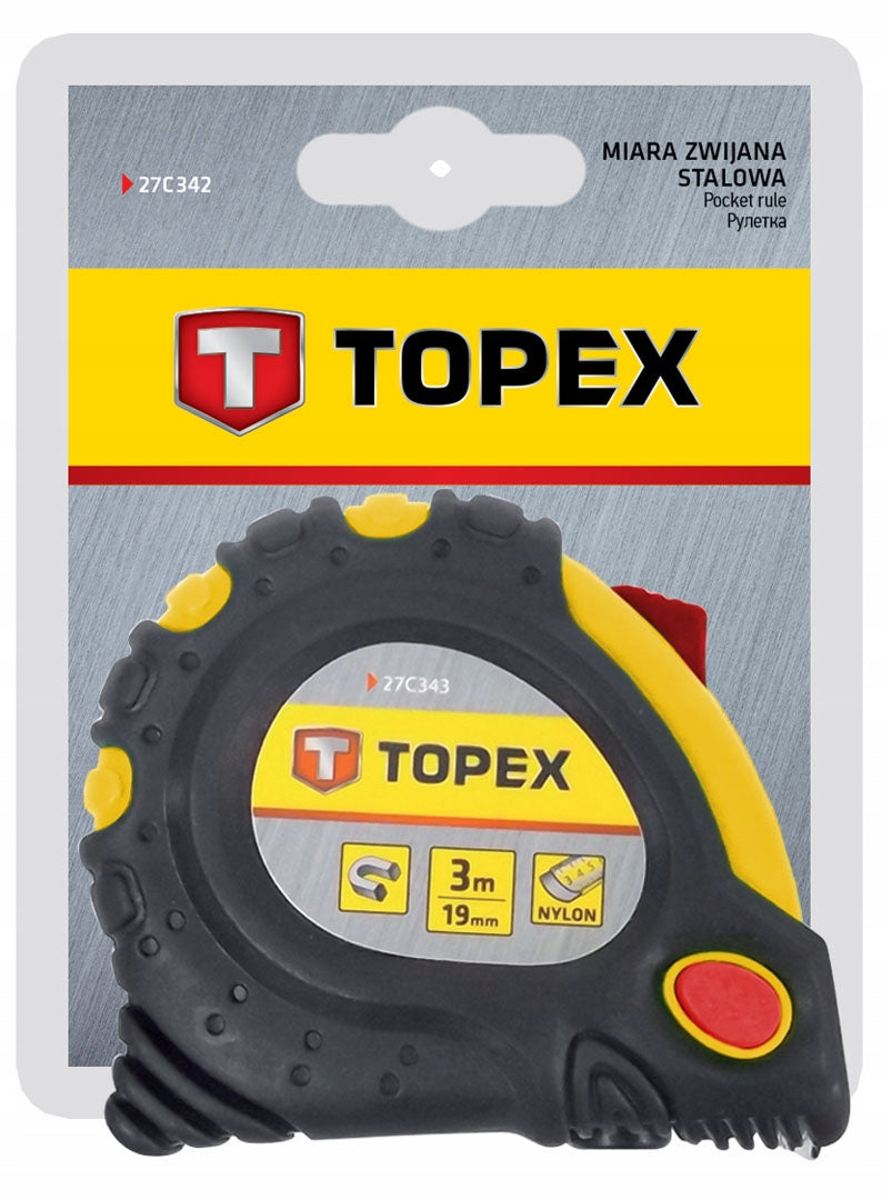 Steel Retractable Measure 10 m x 32 mm, Magnet Brand TOPEX