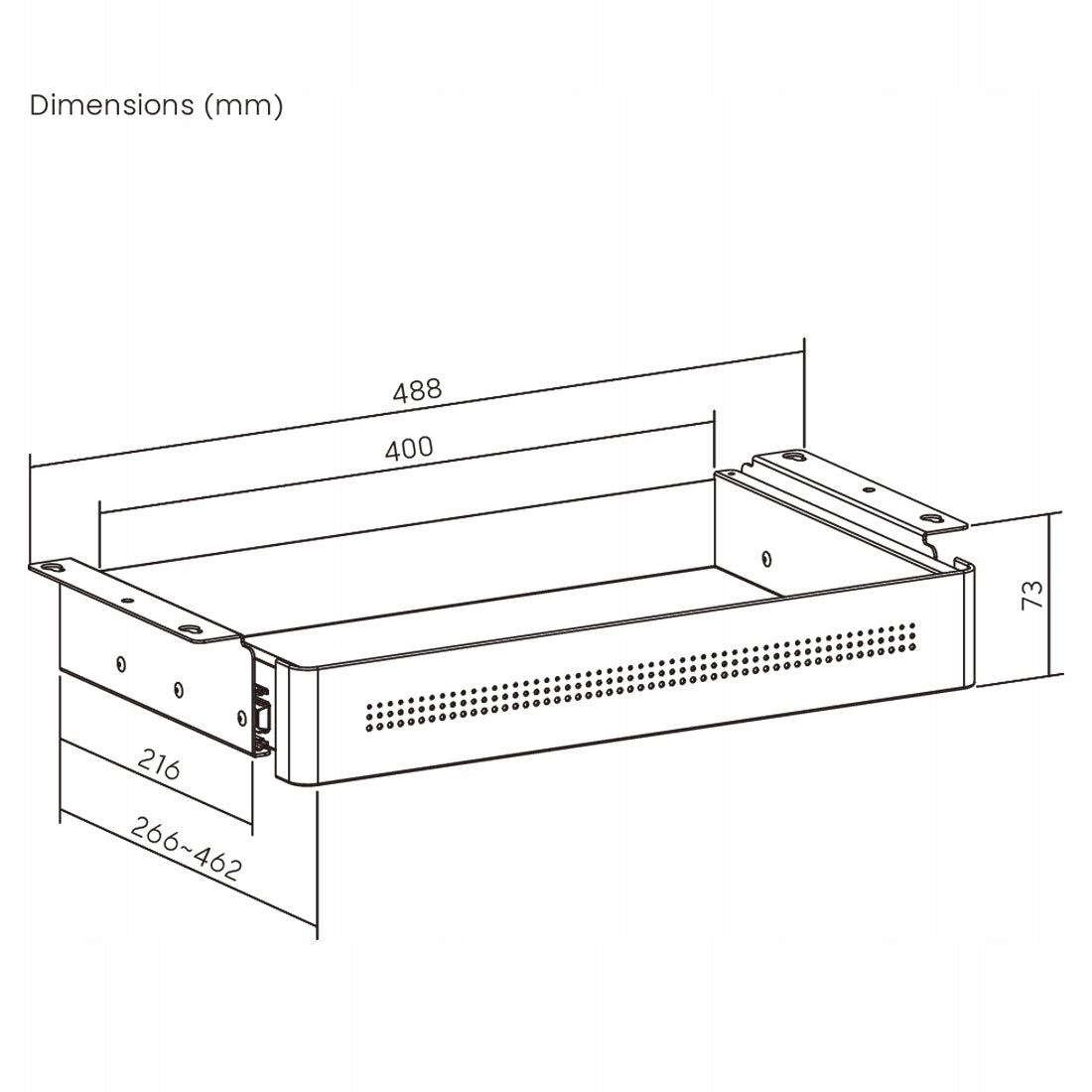 Steel Under Desk Drawer 48x26cm 8kg Spacetronik undercounter white Packaging status original