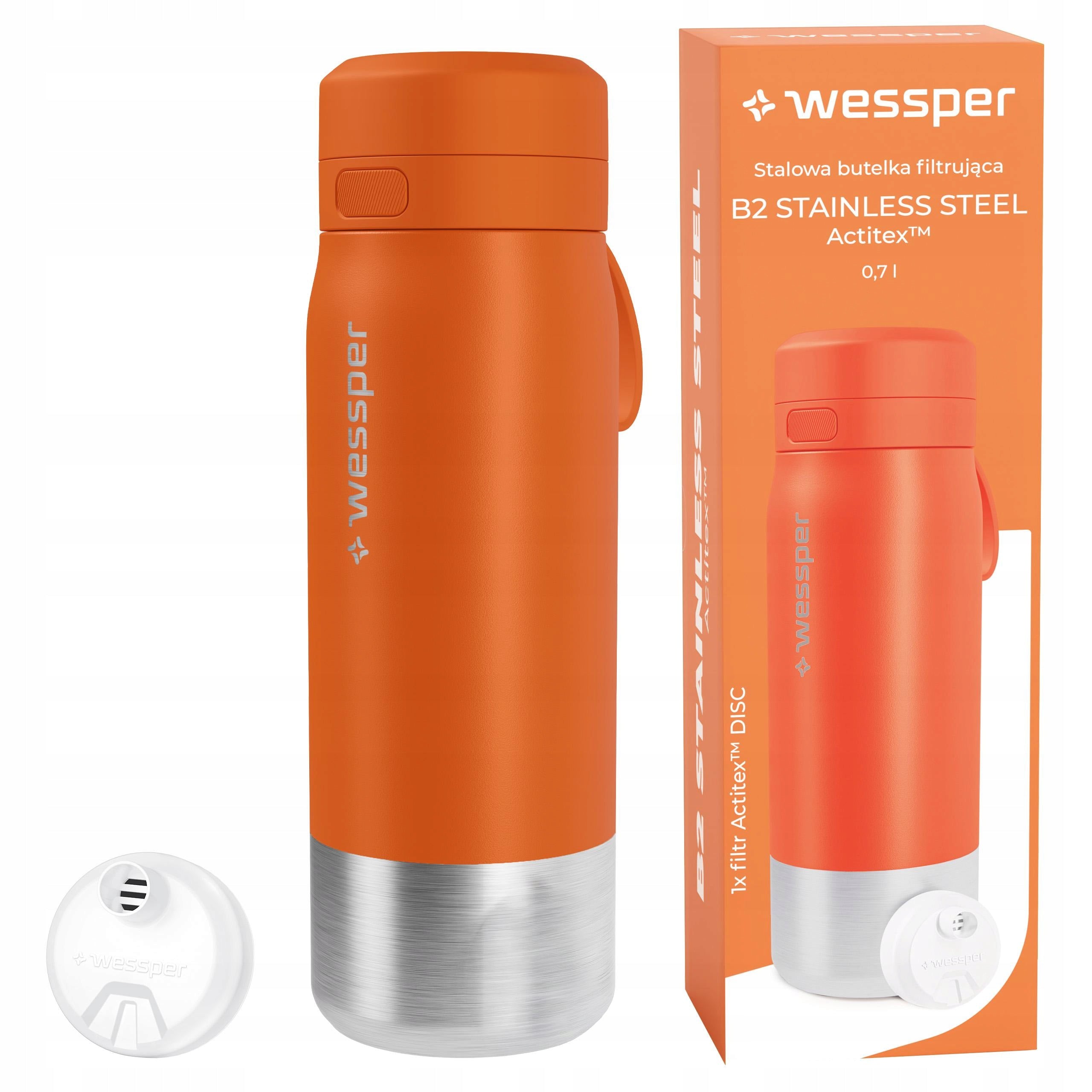 Steel water bottle filter bottle with filter Wessper Actitex 700ml