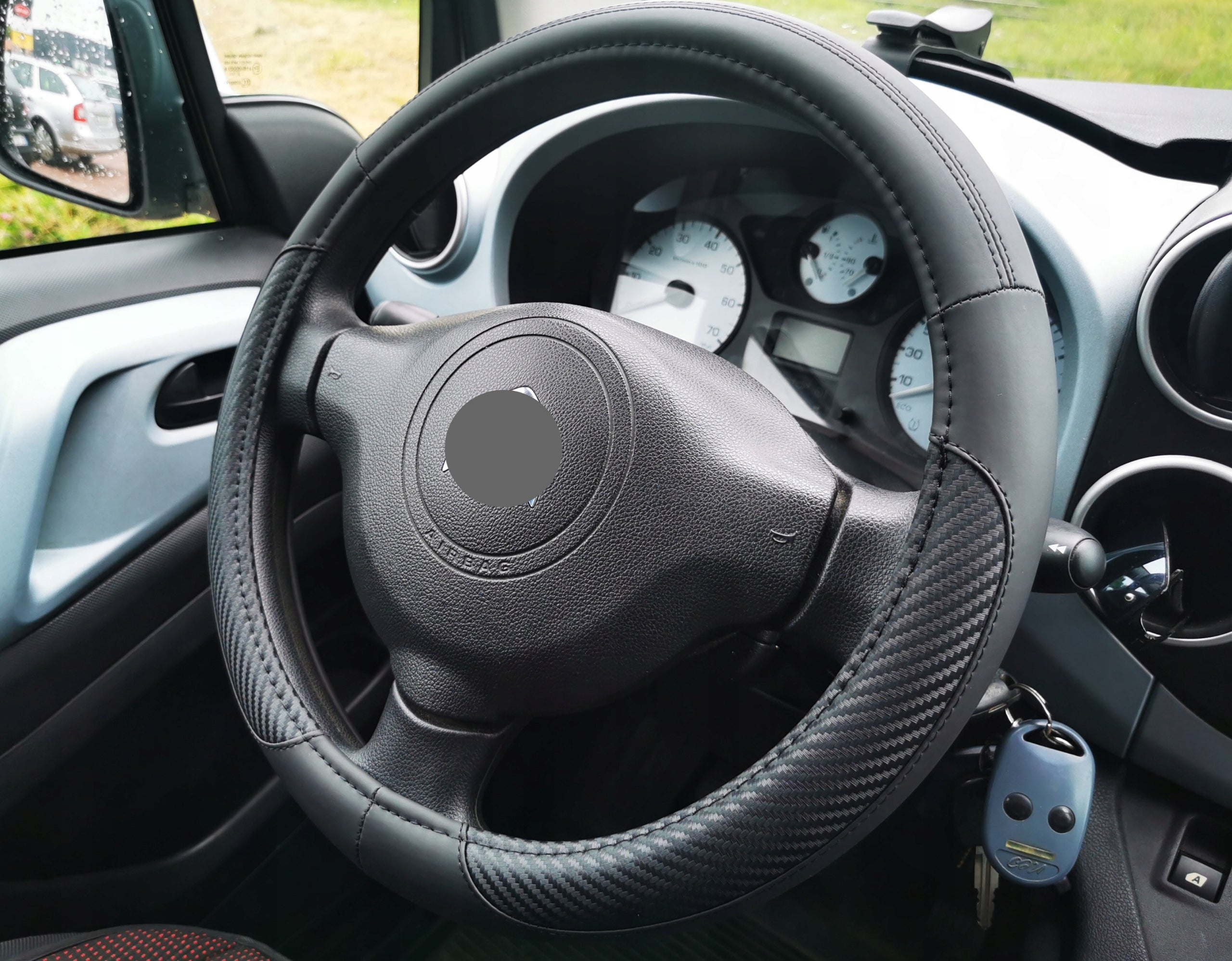 Steering wheel cover diameter 37-39 cm carbon leather EAN (GTIN) 5906109990882