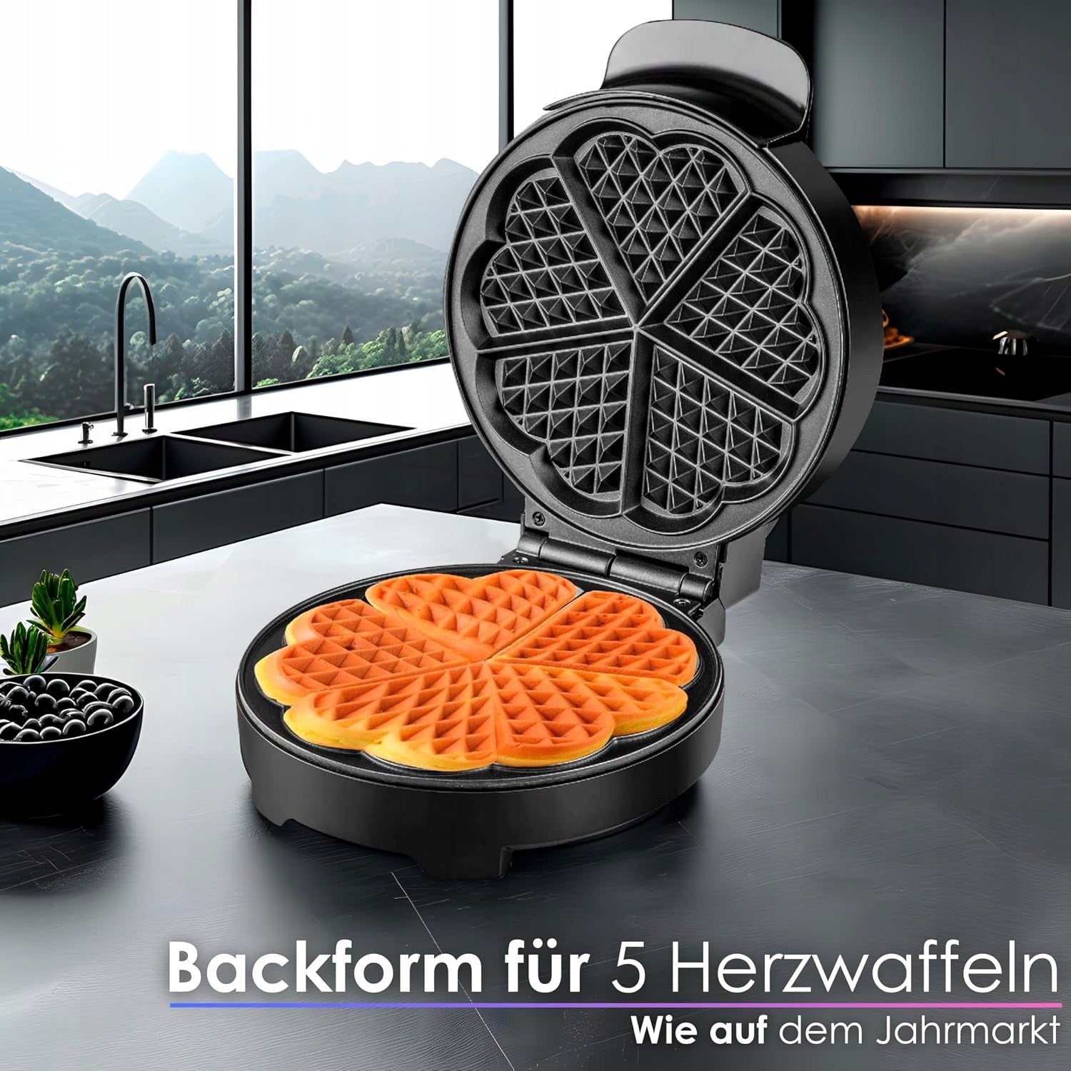 Steinborg Waffle Iron 1000W 5 Hearts Nonstick Cool-Touch Brand no brand