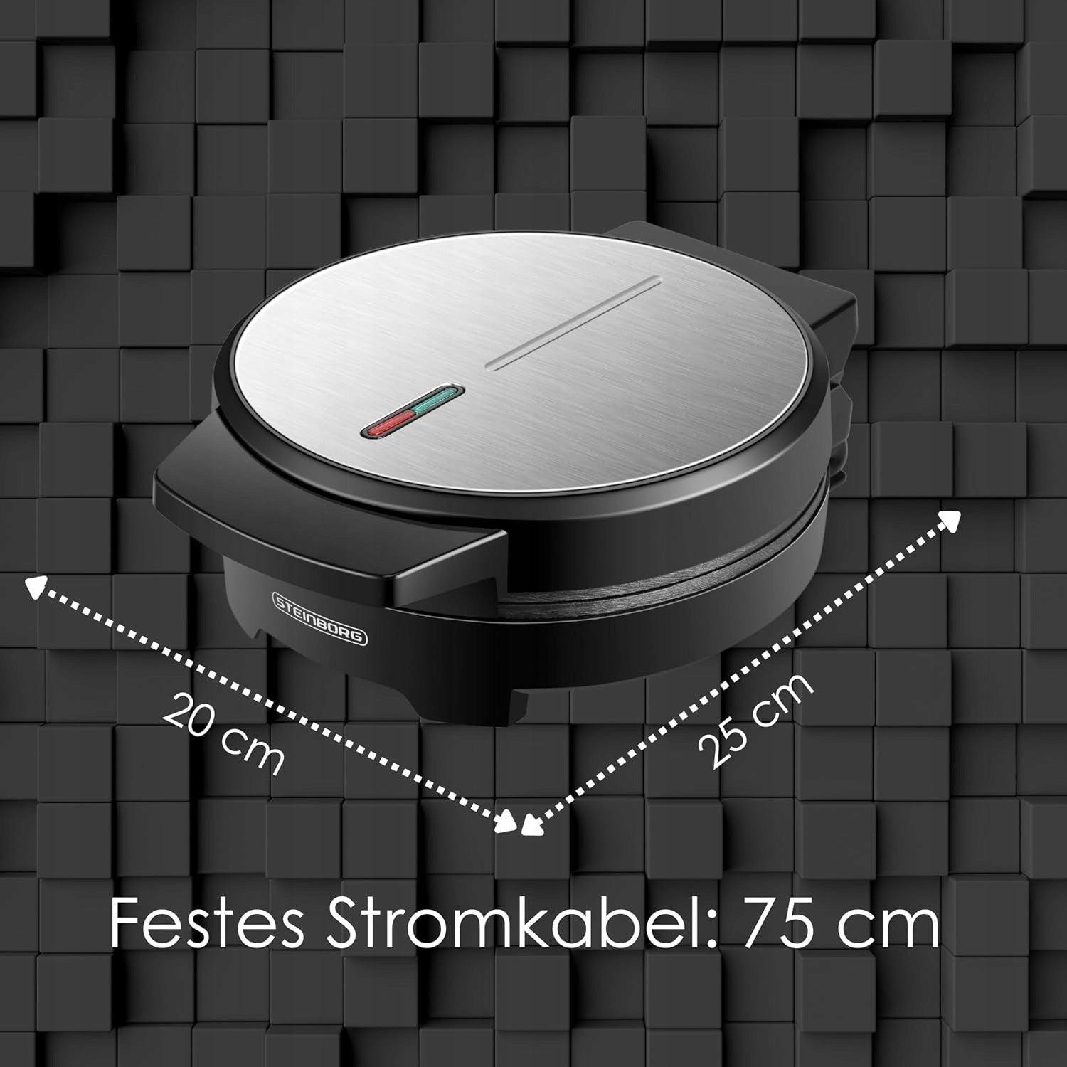 Steinborg Waffle Iron 1000W 5 Hearts Nonstick Cool-Touch Model 2050