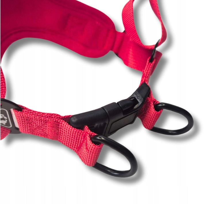 Step in dog HARNESS PRESSURE-FREE breathable HUB+ LANYARD red L Kind walking harness