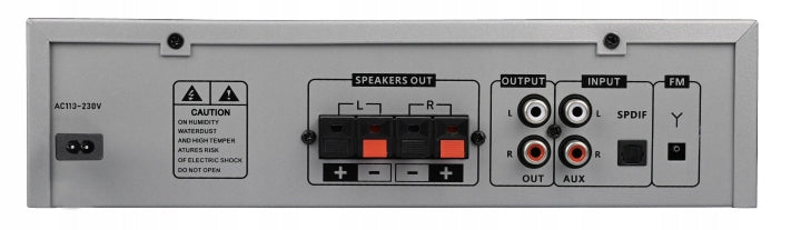 Stereo Amplifier Tonsil WZS-200 2x60W Bluetooth 5.3 AUX MIC FM USB Silver Manufacturer code 5907972806270