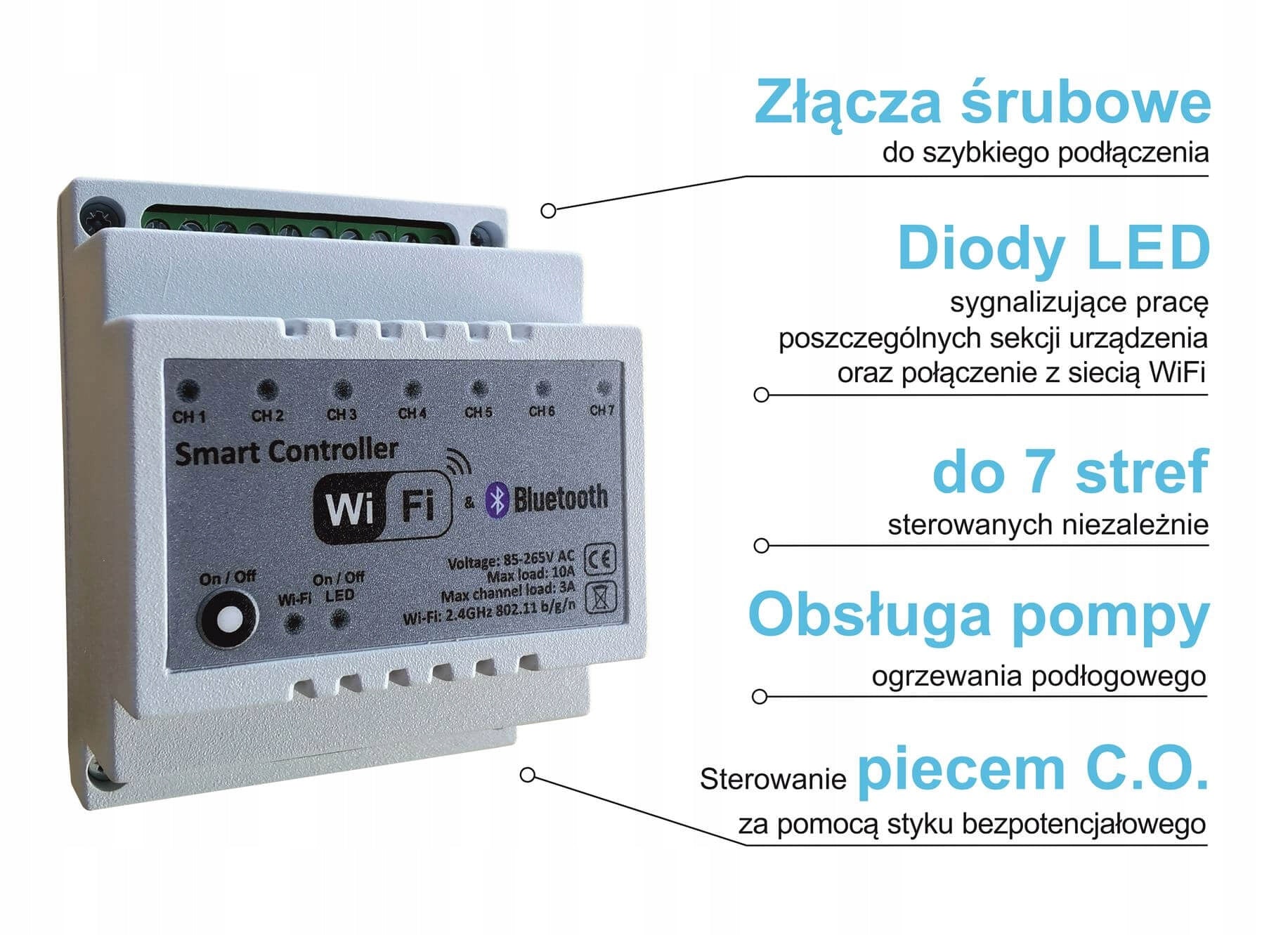 Fußbodenheizungsregler Smart Track Tunya Wifi, 7 Zonen 