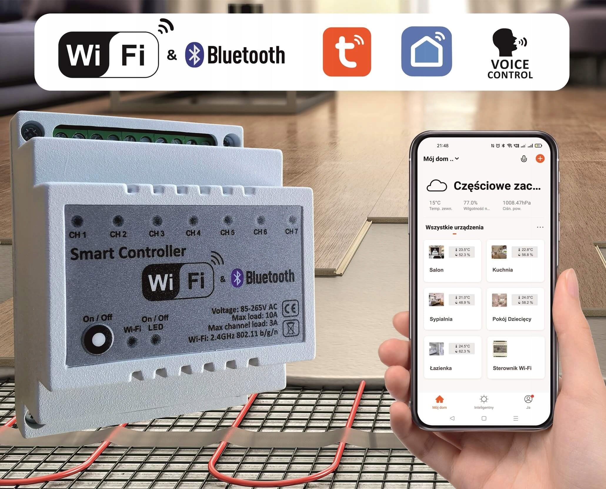 Fußbodenheizungsregler Smart Track Tunya Wifi, 7 Zonen 