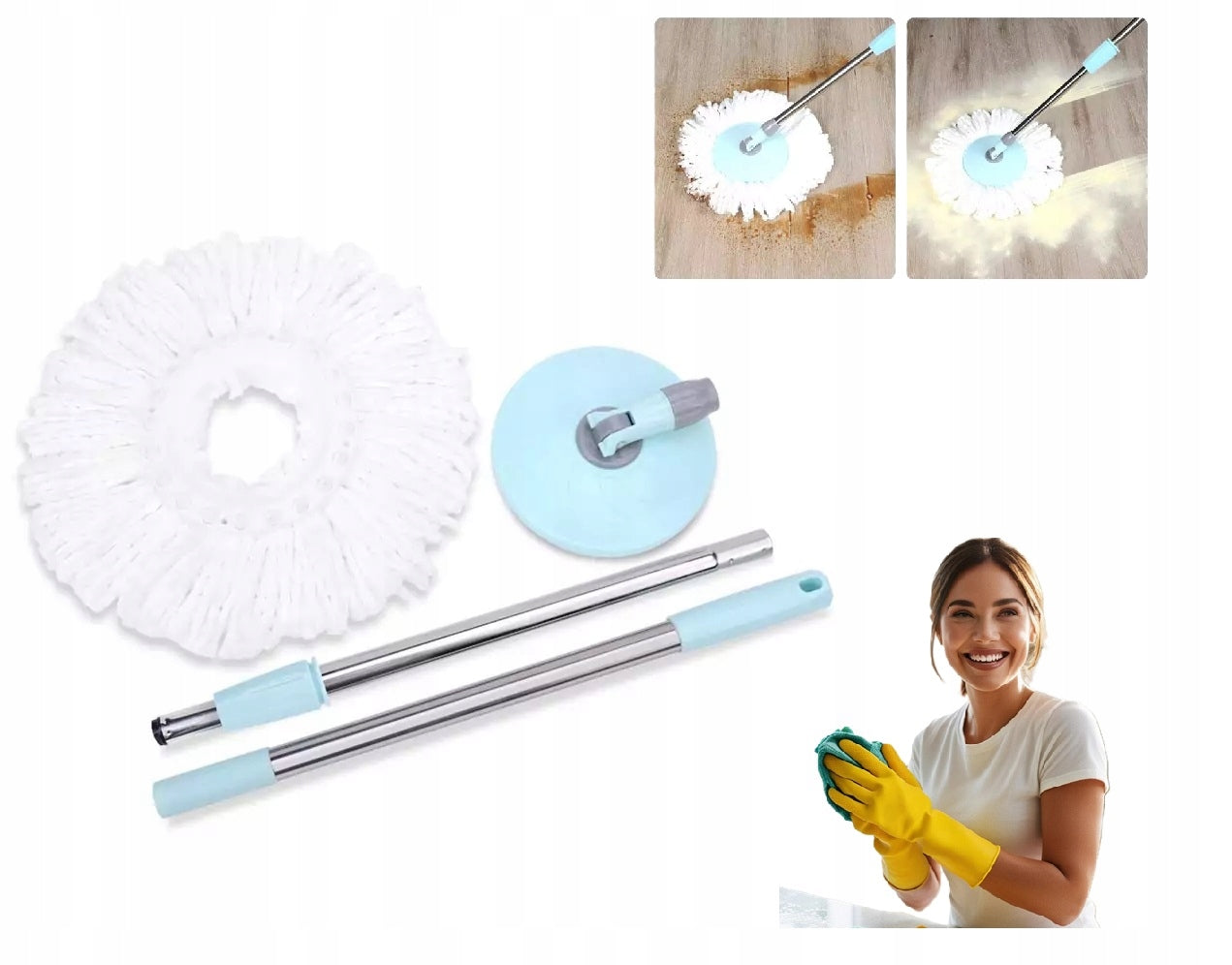 Stick aluminum bar + microfiber mop insert