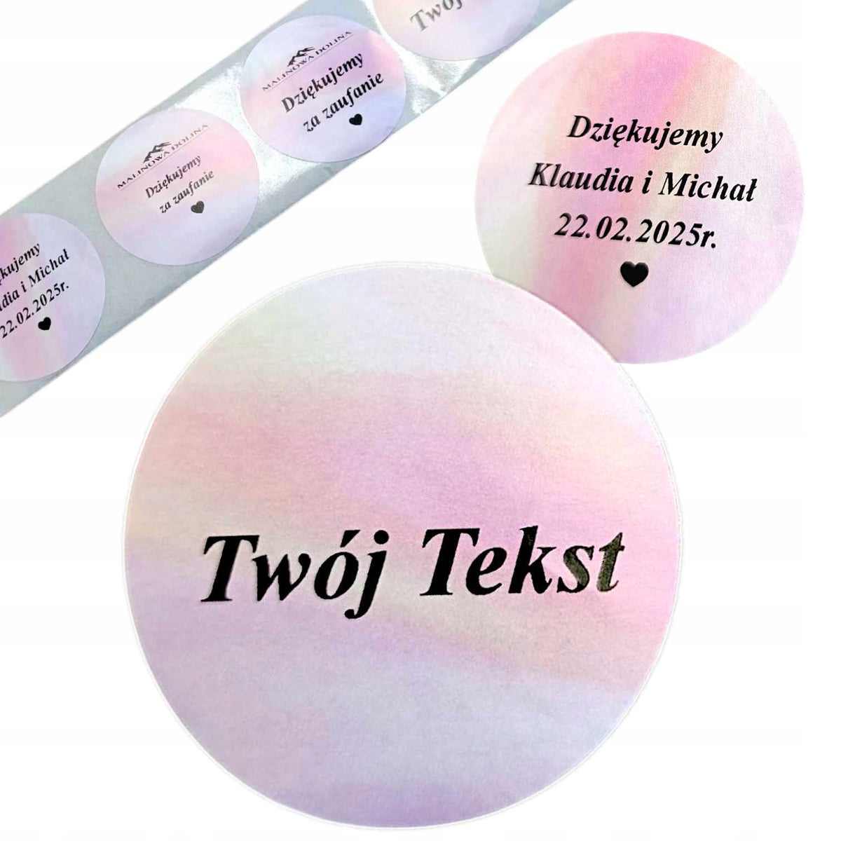 Sticker with Your Text Label Your Print Wedding Bachelorette Communion 5 cm 20x