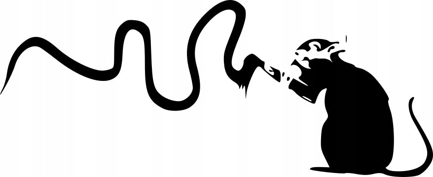 Sticker without background car BANKSY rat painter street art 12 x 29,5 cm