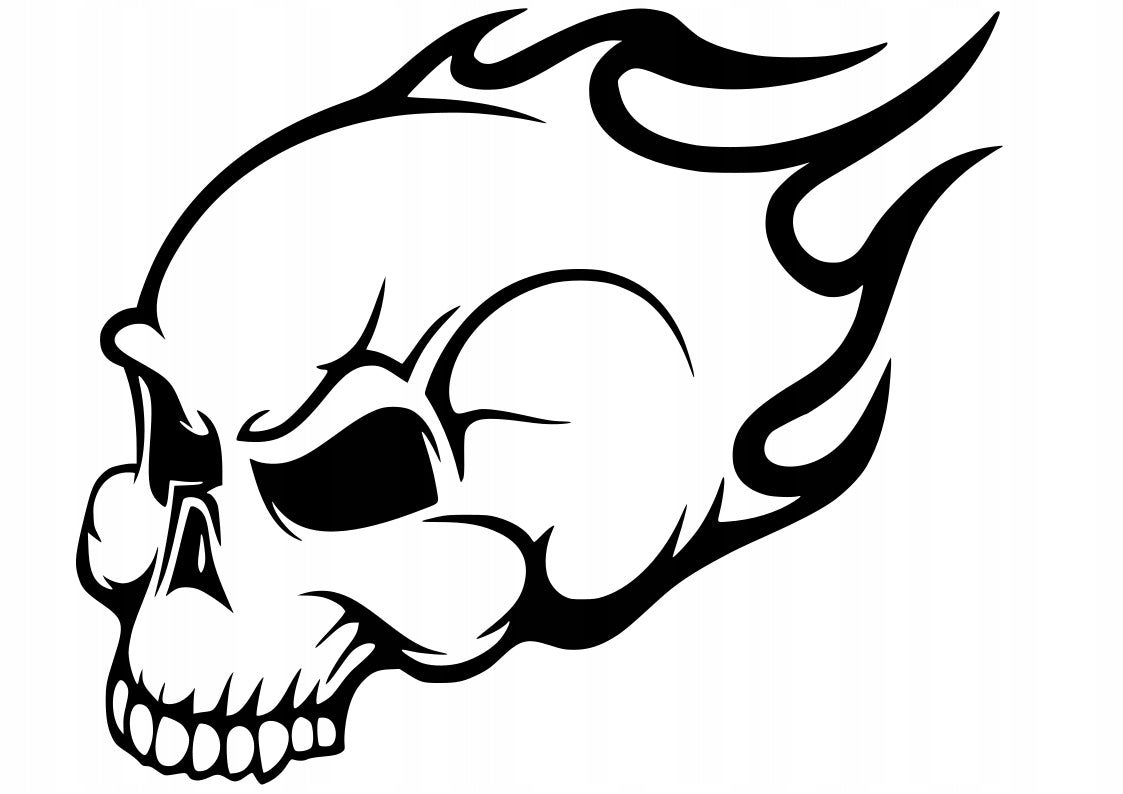 Sticker without background car motorcycle laptop SKULL flames 16 x 19,1 cm