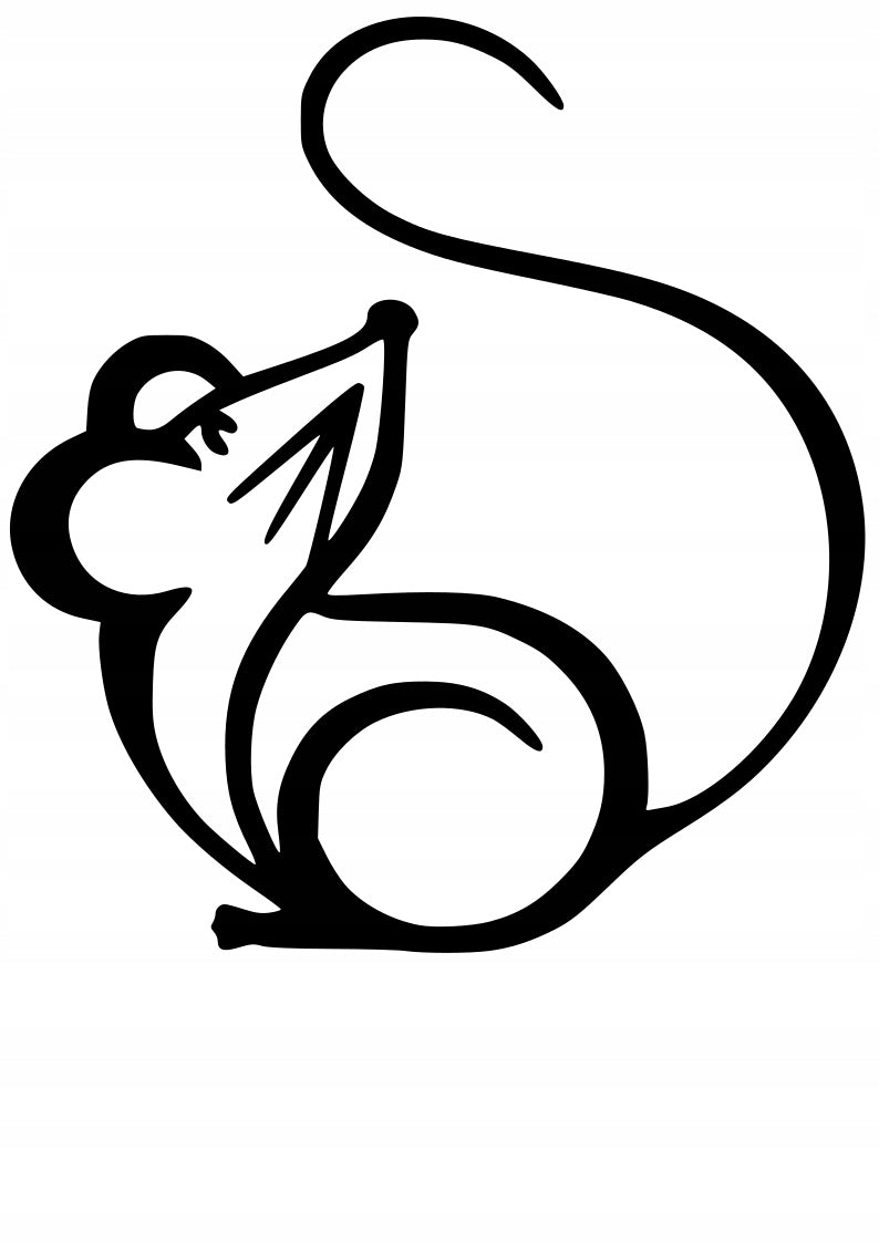 Sticker without background car sweet MOUSE with tail 15 x 13,7 cm