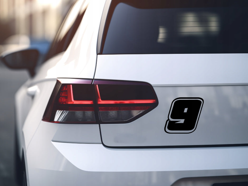 Sticker without background for car 9 STARTING NUMBER sports 15 x 16,3 cm EAN (GTIN) 5904933328017