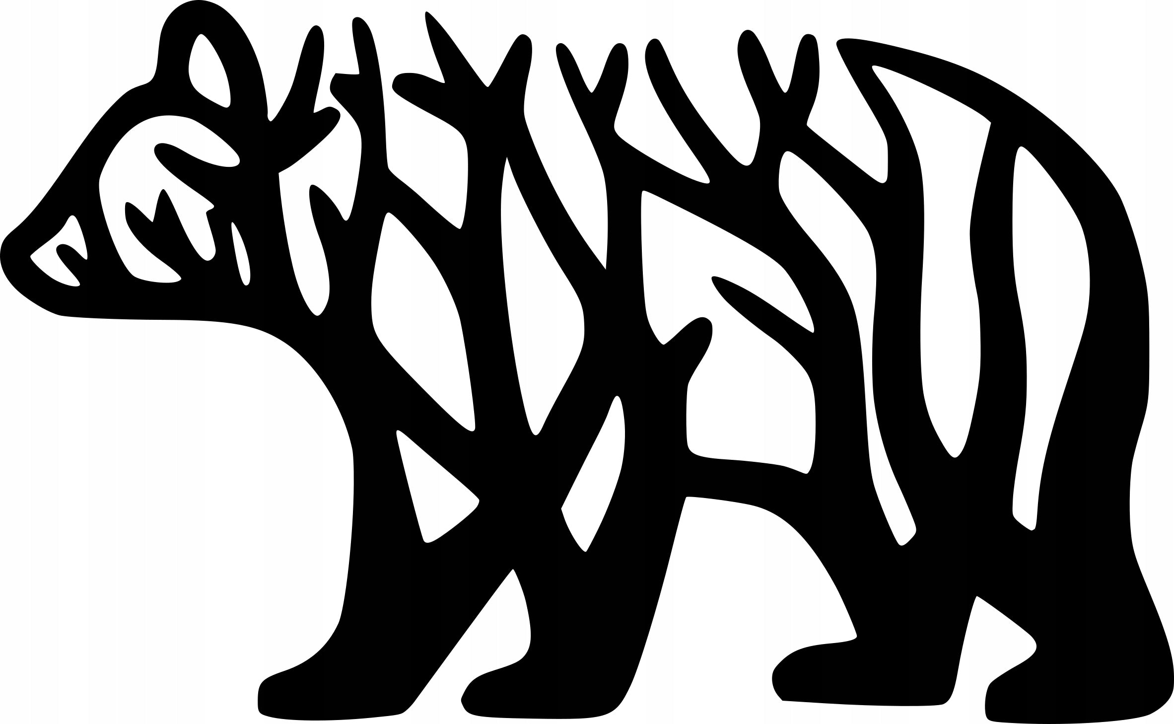 Sticker without background for car BEAR like a tree 8 x 13,0 cm