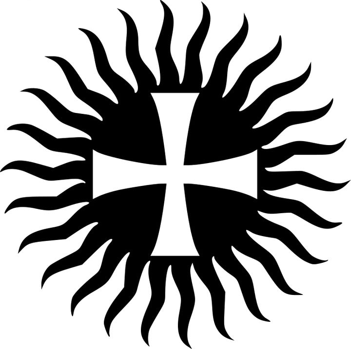 Sticker without background for car BLACK SUN with cross 15 x 15,0 cm