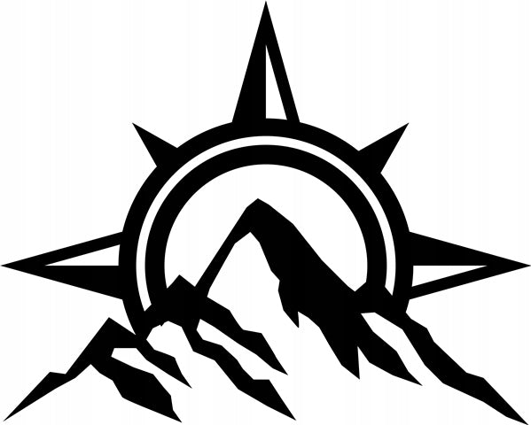 Sticker without background for car COMPASS MOUNTAINS 10 x 12,5 cm